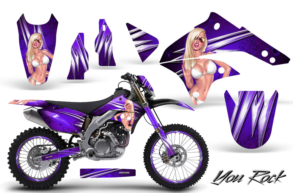 Kawasaki KLX450 Graphics Kit 08-12 You Rock Purple NP Rims